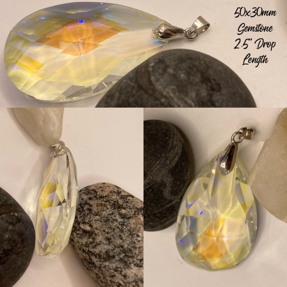 Huge Crystal Quartz Gemstone Handmade Pendant - Picture 7 of 7